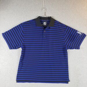 FootJoy Golf Polo Shirt Mens‎ Striped Crane Lakes Golf Club Blue Black